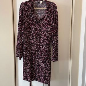Button- down, shirt dress, black with pink flowers.  H&M brand.  Size 4X.